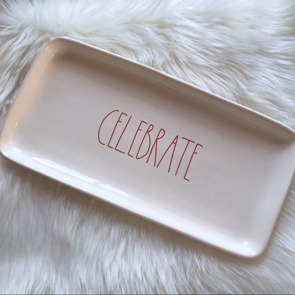 RAE DUNN | Large Ceramic Celebrate Serving Platter Christmas Holiday New Years